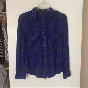 Sanctuary Blue Plaid Boyfriend Shirt